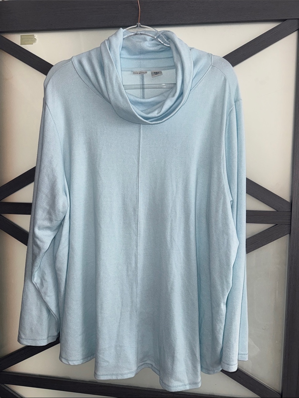 Max Studio 3X Blue Cowl Neck Tunic Top Long Sleeve Stretch
